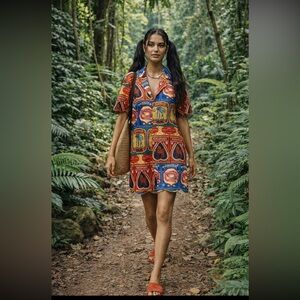 Farm Rio x Anthropologie Scalloped Shirt Dress size XS.